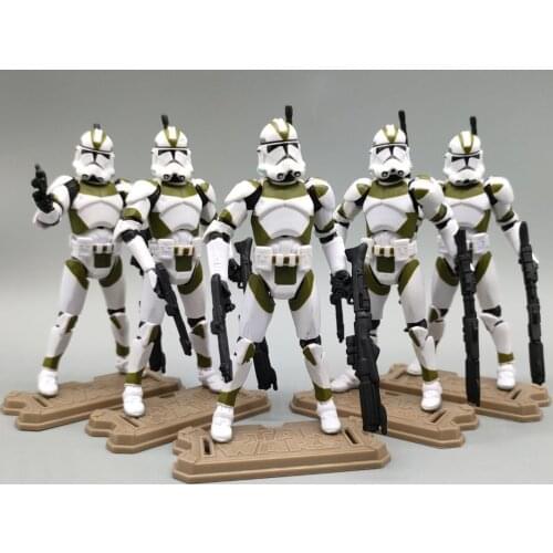 SW Lot of 5 SW Republic 442ND Battallion Green White Trooper 3.75" Loose Action Figure