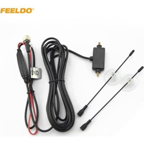 FEELDO 1PC Car F Connector Plug Digital Auto TV Antenna with Built-in Booster Amplifier Car Antenna#909