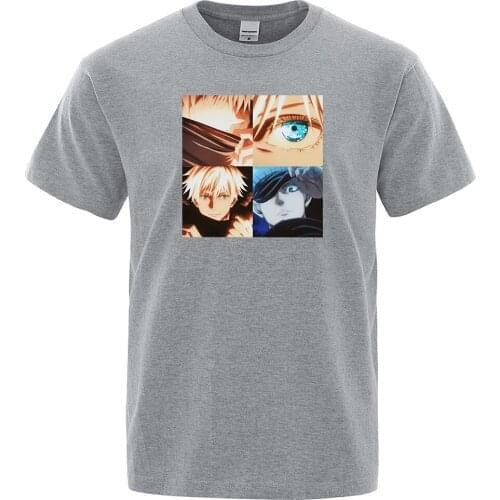 Cartoon Gojo Satoru Print T Shirts Men Hip Hop Summer Short Sleeve Mens T Shirt Anime Jujutsu Kaisen T Shirts Brand T Shirts