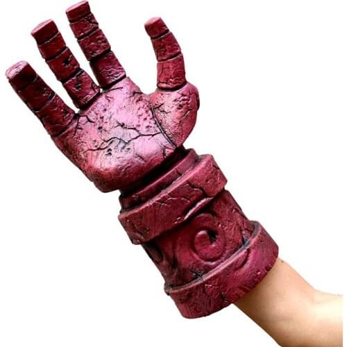 Hellboy Cosplay Men Hellboy Cosplay Full Face Helmet Superhero Hellboy Gloves Halloween Party Props Mask Hellboy Adult