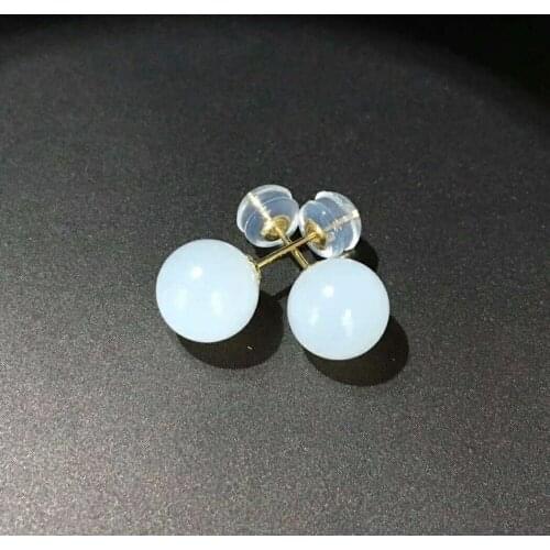 Hetian Baiyu 18K earrings Authentic Qinghai material, sheep fat white jade