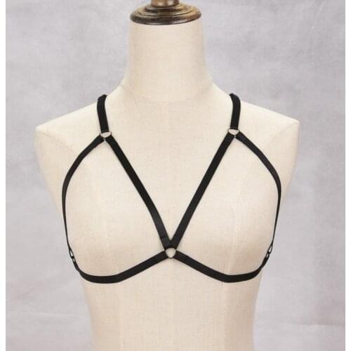 JLX.HARNESS Black Cupless Bra / Open Chest Bra / Fetish Wear / Pole Dance Bondage Lingerie / 90s Cupless Lingerie O0399