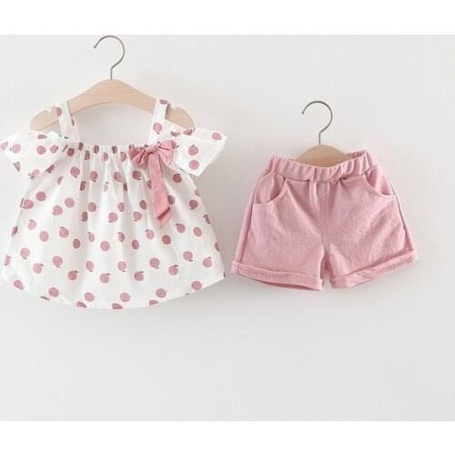 2Pcs Toddler Baby Girl Clothing Set Off Shoulder Top+Shorts Cotton Clothes Outfit Set