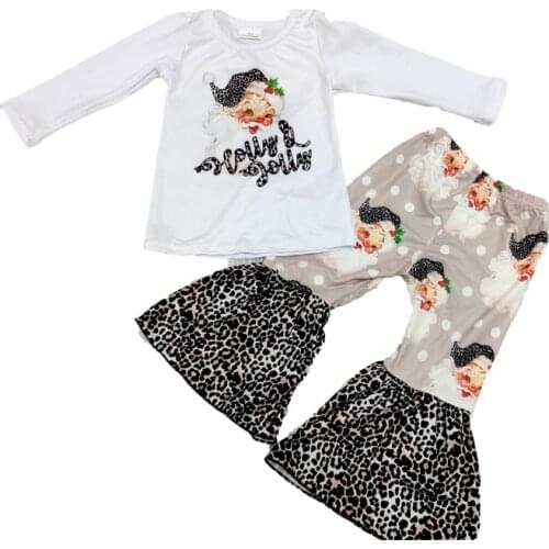 Girl christmas clothing set autumn girl long sleeve outfit girl cute cartoon bell-bottomed pants 2 pieces