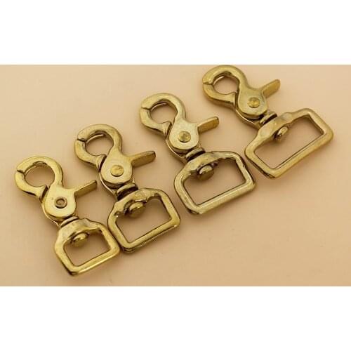 4 Pcs Brass Snap Hook Swivel Eye Lobster Claw Clasps Trigger Clip for Leather Craft Bag Purse Strap Belt Webbing Pet Leash Rope