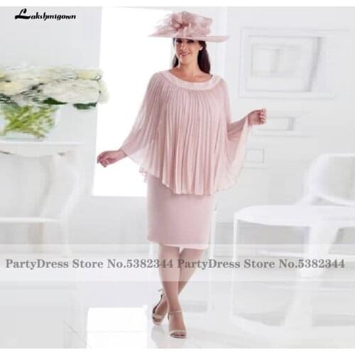 Lakshmigown Plus Size Bridals Mother Dinner Dress for Wedding Party 2020 Modest Baby Pink Pleat Evening Dress Robes de soiree
