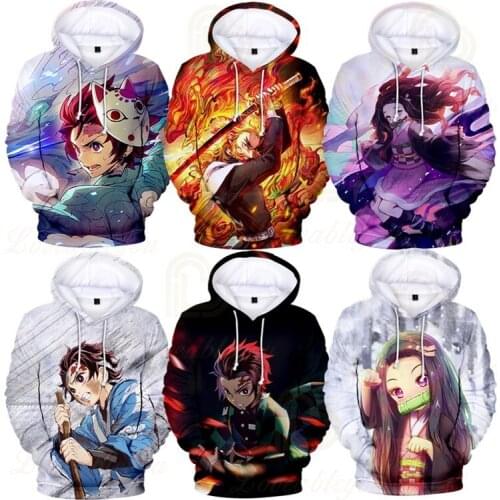 Hot-selling Popular Anime Demon Slayer Digital Printing 3D Trend Casual Hooded Sweater for Men and Women Hoodies