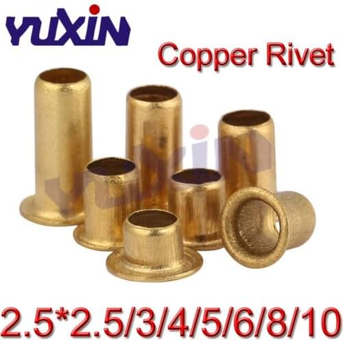 500pcs M2.5*2.5/3/4/5/6/8/10mm GB876 Hollow Copper Rivet Bronze Rivets Cross Hole Brass Rivets Single Tube DIY Accessories