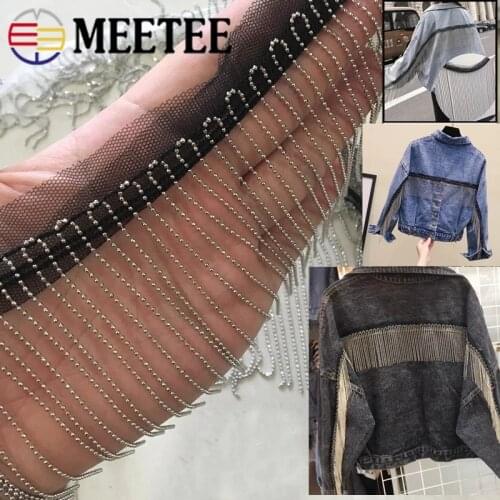 2/5Yards Meetee 3/6/8/9/10/12CM Copper Bead Chain Tassels Fringe Trim for DIY Garment Jeans Coat Decoration Sewing Accessories
