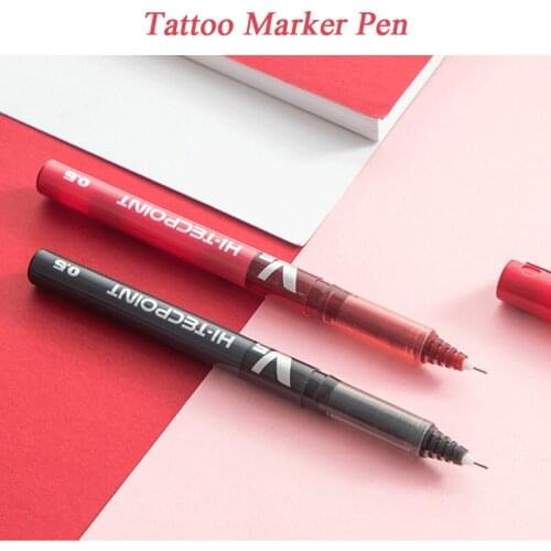 4pcs Microblading Skin Marker Pen Tattoo Marker Pen Black Red Color for Permanent Makeup Eyebrow Lip Tattoo Accessories Supplies