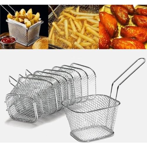 Mini French Deep Fryers Basket Net Mesh Stainless Steel Fryer HomeFries Chip Kitchen Tool Mini French Fries Baskets Strainer