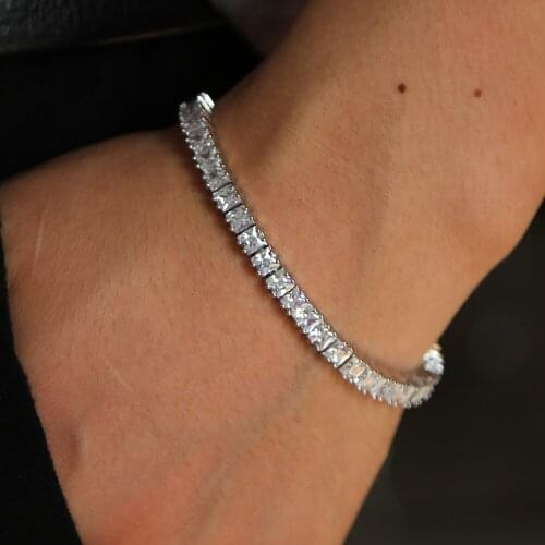 2020 Iced Out Cz Tennis Chain Bracelets Bangle Pave Square Cz Tennis Chain Link Men Hip Hop Bracelets Wedding Party Nice Jewelry