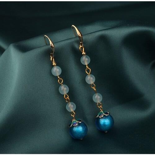 MYWINY 2019 New nature stones earrings dangle color glazed ethnic earrings vintage fashion jewelry for women and girl gift