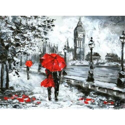 Landscape Street DIY Cross Stitch Embroidery 11CT Kits Needlework Craft Set Cotton Thread Printed Canvas Home Sale