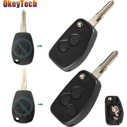 OkeyTech 2/3 Buttons Modified Car Key Shell For Renault Dacia Duster Modus Logan Espace Clio 3 Twingo Kangoo Remote Key Case Fob