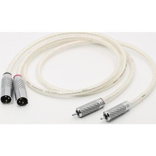 Pair Silver plated OFC RCA cable Analog cable carbon fiber 2RCA TO 2XLR Male Plug Audiophile Audio Cable