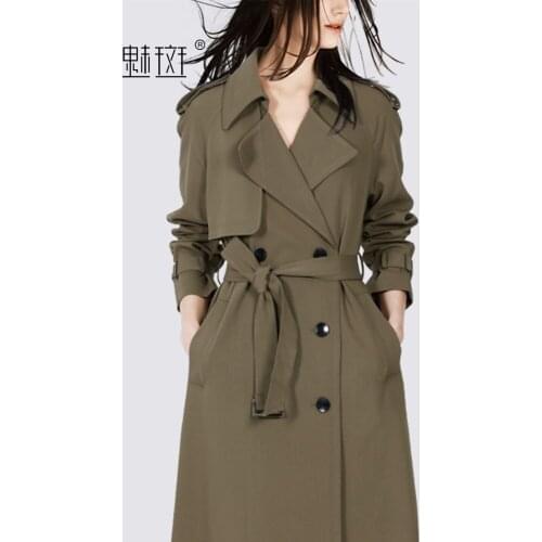 British style long-sleeved popular windbreaker jacket womens suit collar mid-length 2021 autumn new waist coat