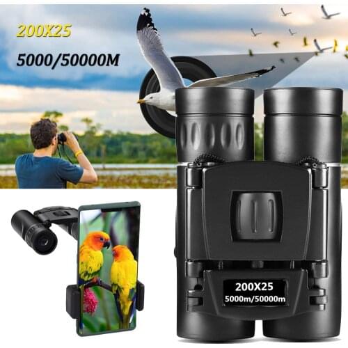 200X25 Professional HD Mini Telescope 50000M Phone Binoculars Low Light Night Vision BAK4 Micro Telescope for Hunting Camping