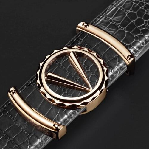 High quality Designer belts men V letter buckle Coffee belt genuine leather belt young men fashion luxury Cowskin Waist Strap