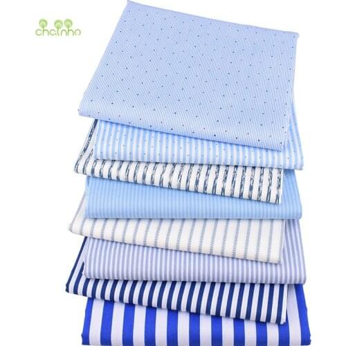 Chainho,Blue Stripe Series,Printed Twill Cotton Fabric,DIY Quilting Sewing/Tissue Of Baby&Child/Sheet,Pillow Material,1 Meter
