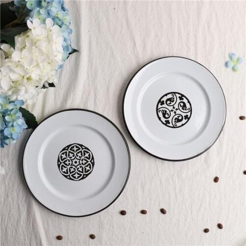 Belgium Abstract Painting Home Breakfast Enamel Disc Thickened Breakfast Tableware Plate