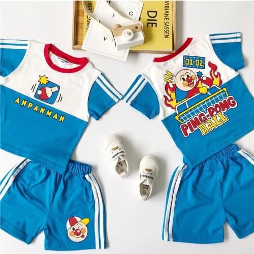 Tonytaobaby Summer Cartoon Western Style Cotton Contrasting Color Sports Table Tennis Suit Boys' Childrens Clothing