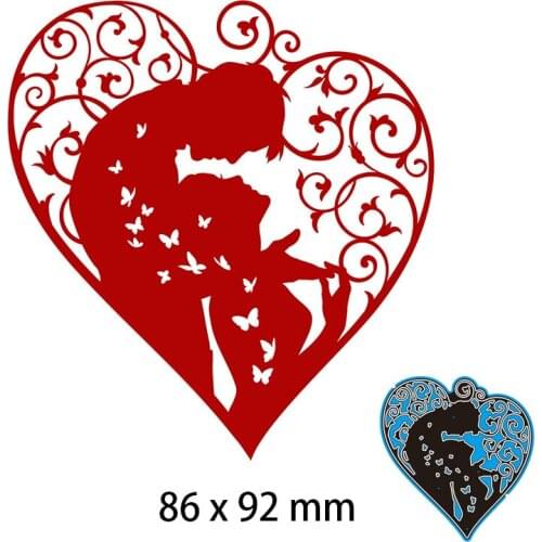 Cutting Dies Hollow Couple in Love Card Template New for Decoration Scrapbooking Stencil Paper Craft Album Template 86*92mm
