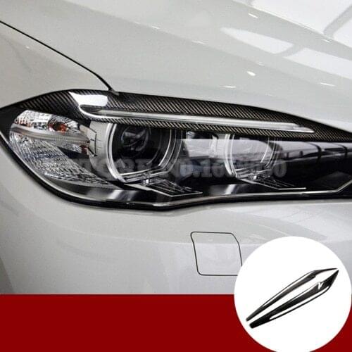 Carbon Fiber Headlight Eye Lid Eyebrow Trim Cover 2pcs For BMW X5 F15 2014-2018 Car accesories interior Car decoration