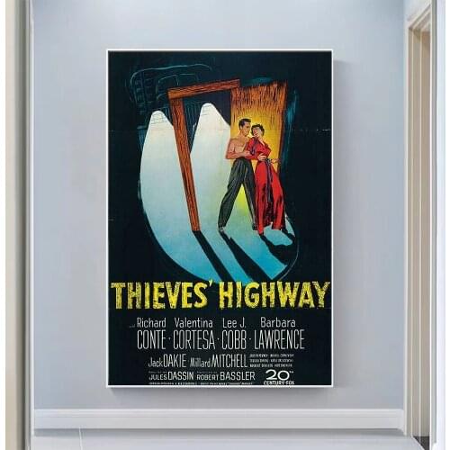 V0865 Thieves' Highway Vintage Classic Movie Wall Silk Cloth HD Poster Art Home Decoration Gift