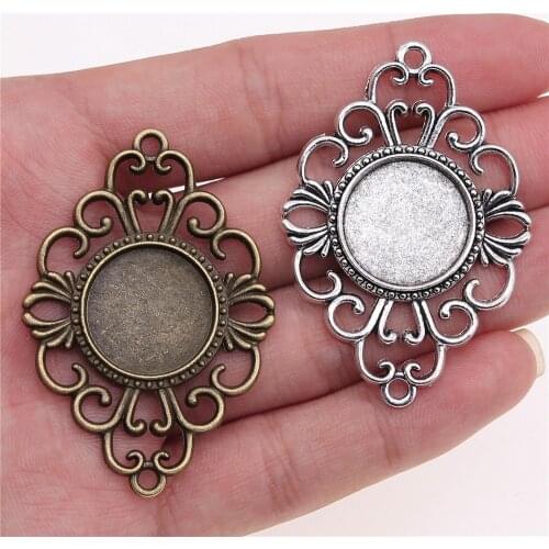 WYSIWYG 3pcs 18mm Inner Size 53x36mm Outer Size Vintage Antique Bronze Cameo Cabochon Base Setting Bracelet Connector