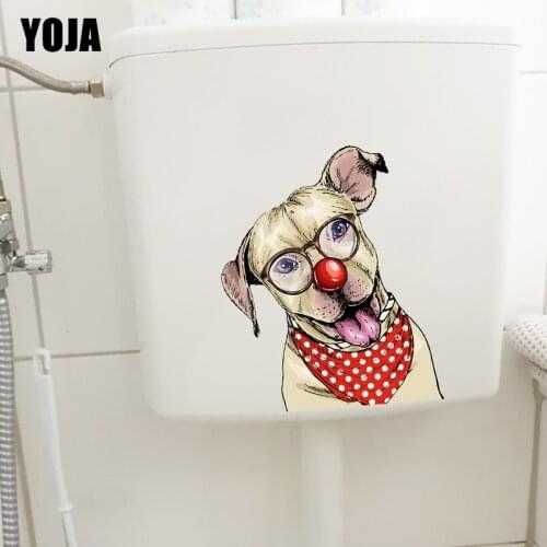 YOJA 19.3×23.6CM American Bull Terrier Creative Cartoon Wall Stickers Home Toilet Decor Accessories T1-2998