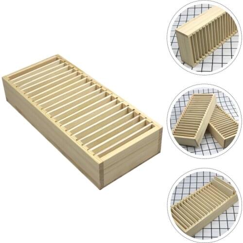 1pc Wooden Storage Case Desktop Cards Holder Detachable Compartment Container