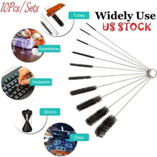 Nylon Cleaning Straw Brush Drinking Stainless Steel Glass Washing Test Tube Pipe Tool Bottle Small Long Cleaner Kit 10Pcs/Set