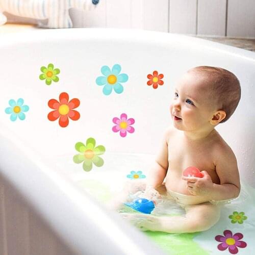 10pcs Anti Slip Bathtub Stickers Colorful Flower Self-Adhesive Silicone Grip