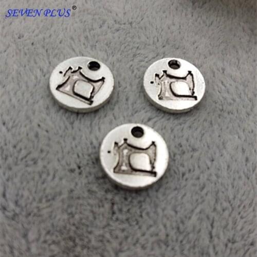 High Quality 20 Pieces/Lot Diameter 10mm Antique Silver Plated Small Tag Sewing Charms For Diy Jewelry Making
