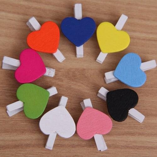 50 Pcs/set Lovely Mini Wooden Peg Clips Love Heart Shape Photo Clamp Holder Crafts Home Wedding Favor Decor Party Supplies