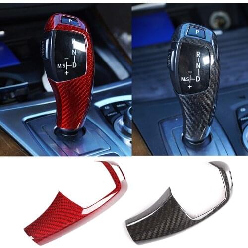 Real Carbon Fiber Gear Shift Knob Head Decoraive Trim Cover Fit for BMW X5 E70 X6 E71 2008-2013 5 Series E60 2008-2010