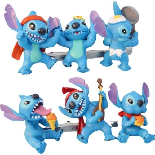 New 3 style Disney Lilo & Stitch Anime blue 7cm Figure ornaments Toys Models Cute boy girl Christmas halloween toy gifts