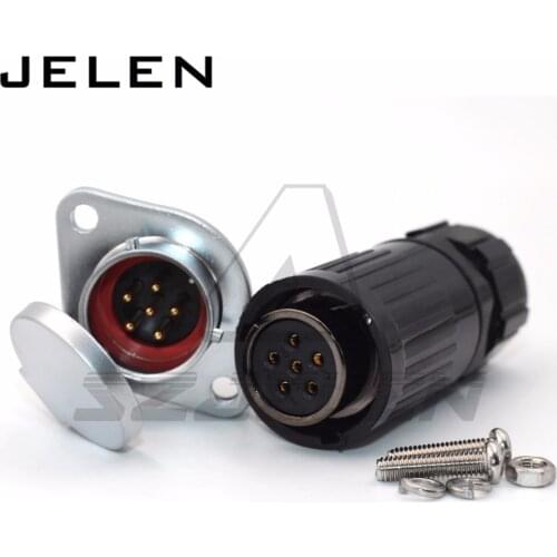 HE20, 6 pin Waterproof Male and female connectors, 15A Industrial cable power connector plug and socket