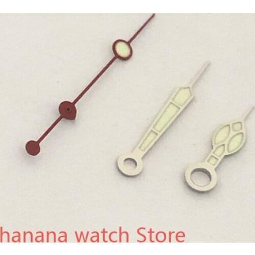 New Gold Plated Automatic Watch Hand Needles Green Luminous for miyota8215 Movement Red Second Hand