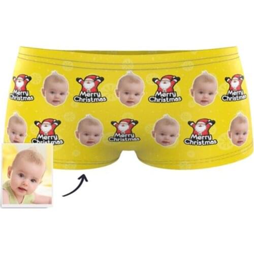 Custom Colorful Face photo kids Boxer Briefs funny Christmas Underwear personalized Snowman Santa Panties birthday baptism gift
