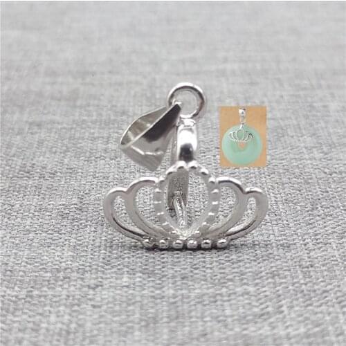 Sterling Silver Crown Pinch Bail with Rhodium Plated for Pendant Charm Necklace