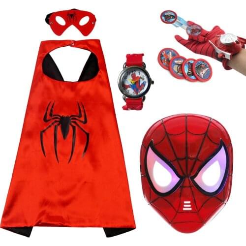 Disney Halloween Cosplay Costume Marvel Spiderman Superhero Anime Launcher Glove Cloak Kids Dressup Girl Boy Cosplay Gift