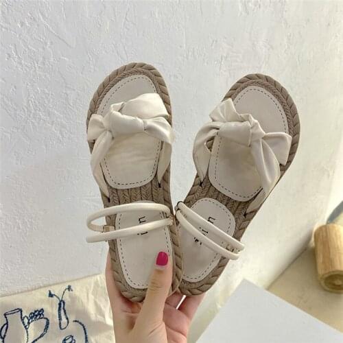 Summer women slippers Rome Retro casual shoes Thick bottom open toe sandals beach slip on slides female Weave Solid Color sandal