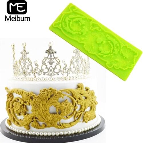 Meibum Vine Flower Pattern Fondant Cake Mold Wedding Paste Sugar Craft Pastry Border Decorate Mould Chocolate Candy Baking Pan
