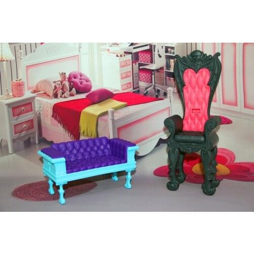 Cute Monster Dollhouse Doll House Accessory Sofa Chair Plastic Furniture Children Girl Birthday Gift
