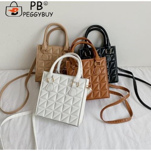 Fashion Women Bag Casual Lattice Pattern Shoulder PU Top-handle Crossbody Women PU Leather Luxurious Messenger Bag