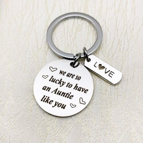 Fashion Accessories Family Jewelry Keychain We Are So Lucky To Have An Auntie Like You Stainless Steel Keyring Gifts
