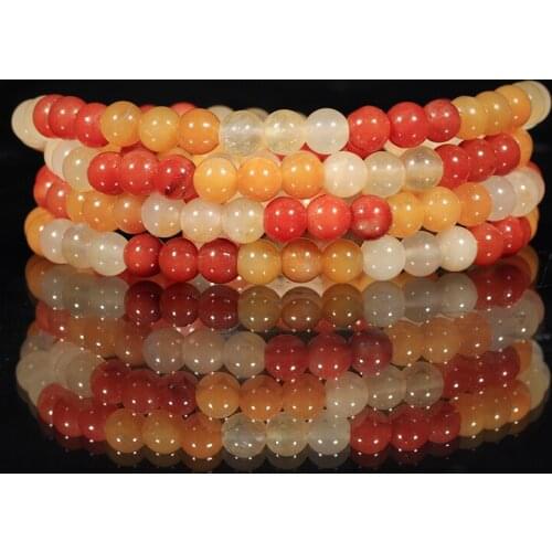 Real Xinjiang colorful jade bangle Golden silk jade Hand-carved bracelets jade 6mm beads gemstone jade bracelet