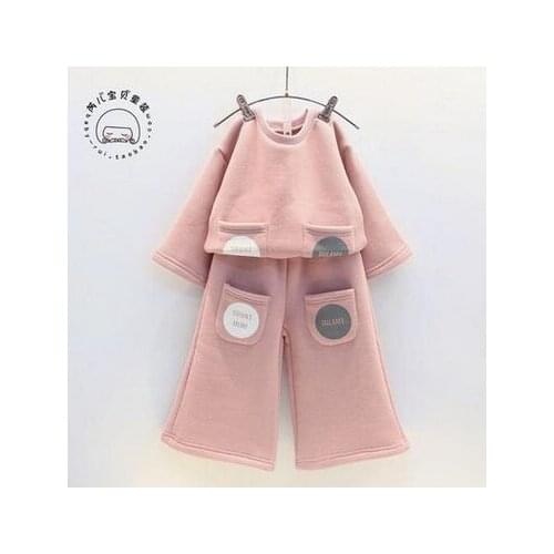 2016 new spring autumn Girls Kids Boys sweater + wide leg pants 2 pieces Set comfortable cute baby Clothes Children Clothing 15w